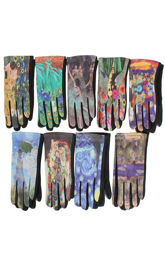 GOV0146 Painting Inspired Pattern Screen Touch Gloves (12prs Pack)