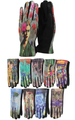 GOV0146 Painting Inspired Pattern Screen Touch Gloves (12prs Pack)