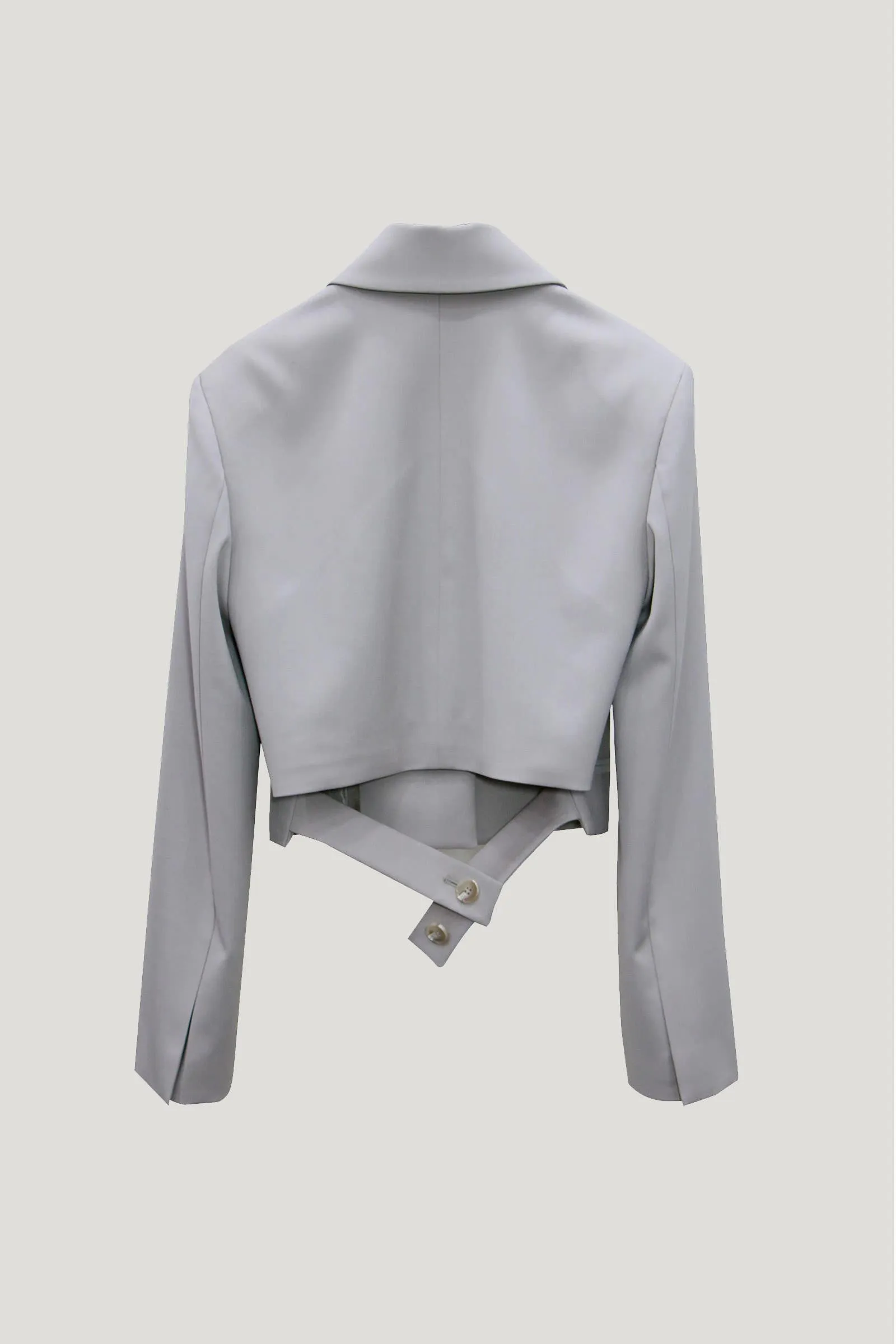 Gray Back Strap Cropped Jacket