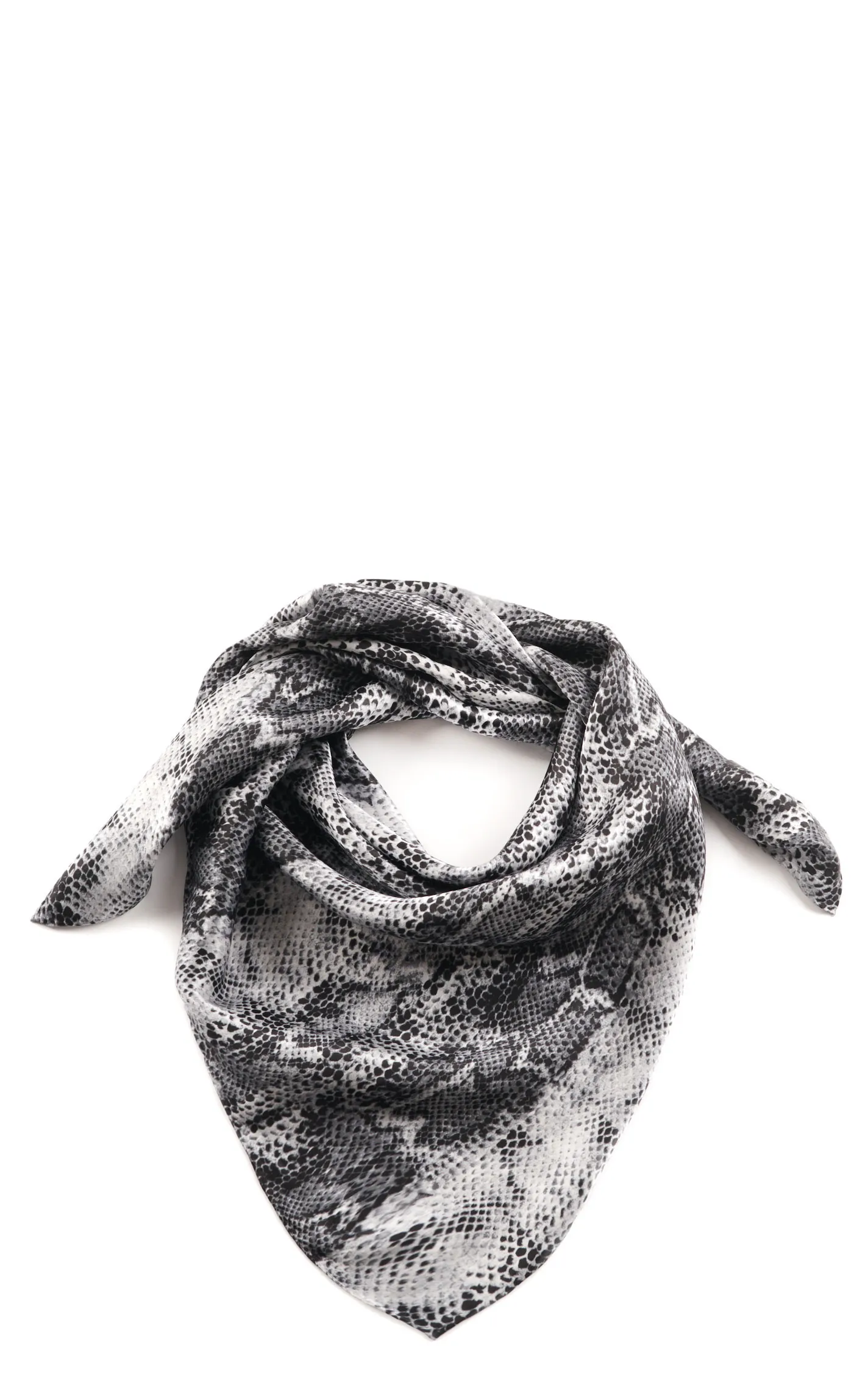 Grey & Black Snake Print Silk Wild Rags Scarf