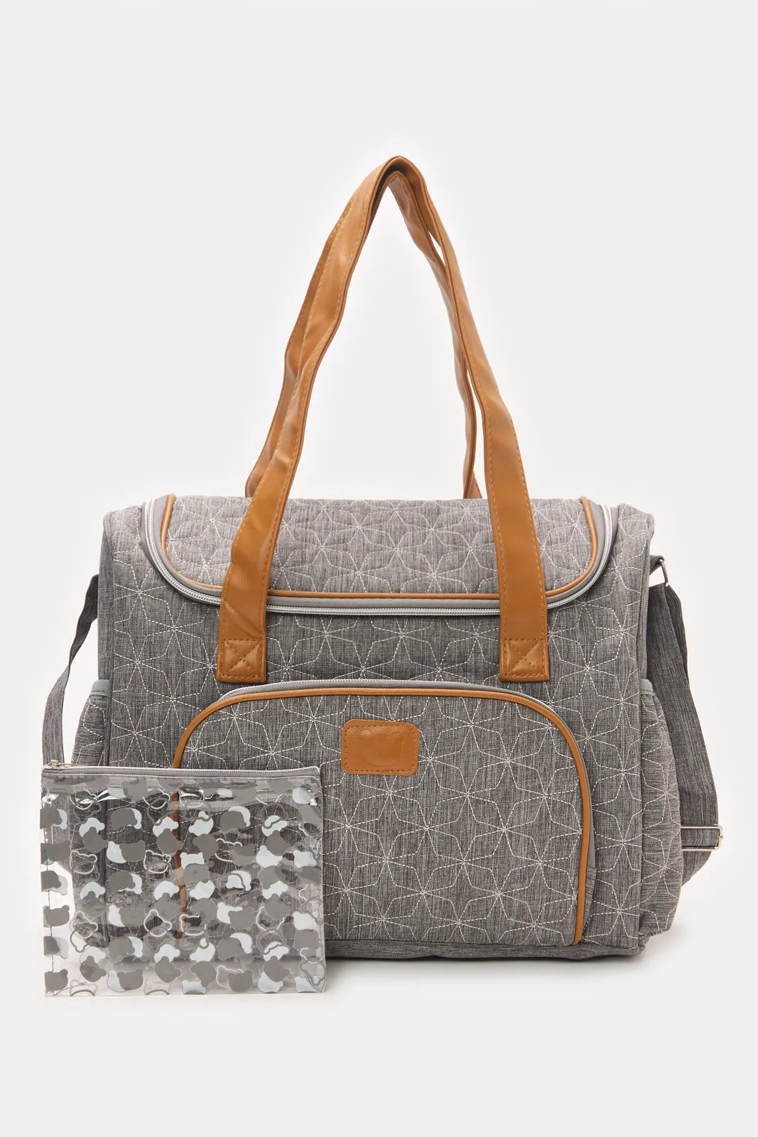 Grey Printed Diaper Bag