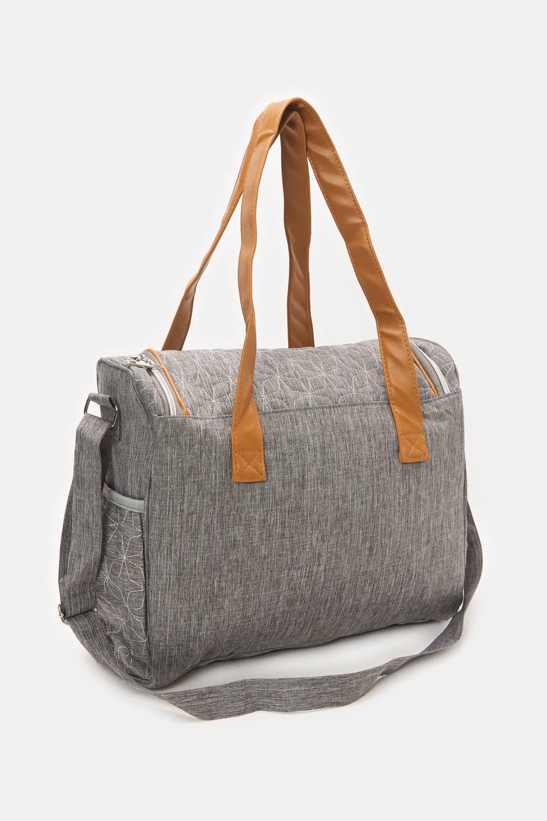 Grey Printed Diaper Bag