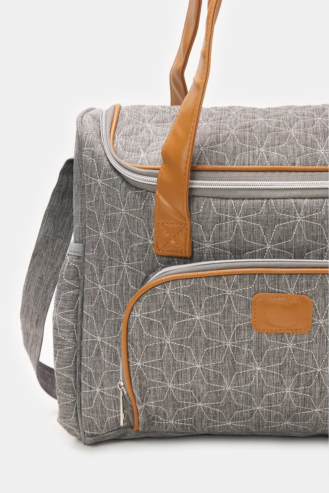 Grey Printed Diaper Bag