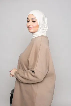 Hijab deportivo de punto beige claro para anudar