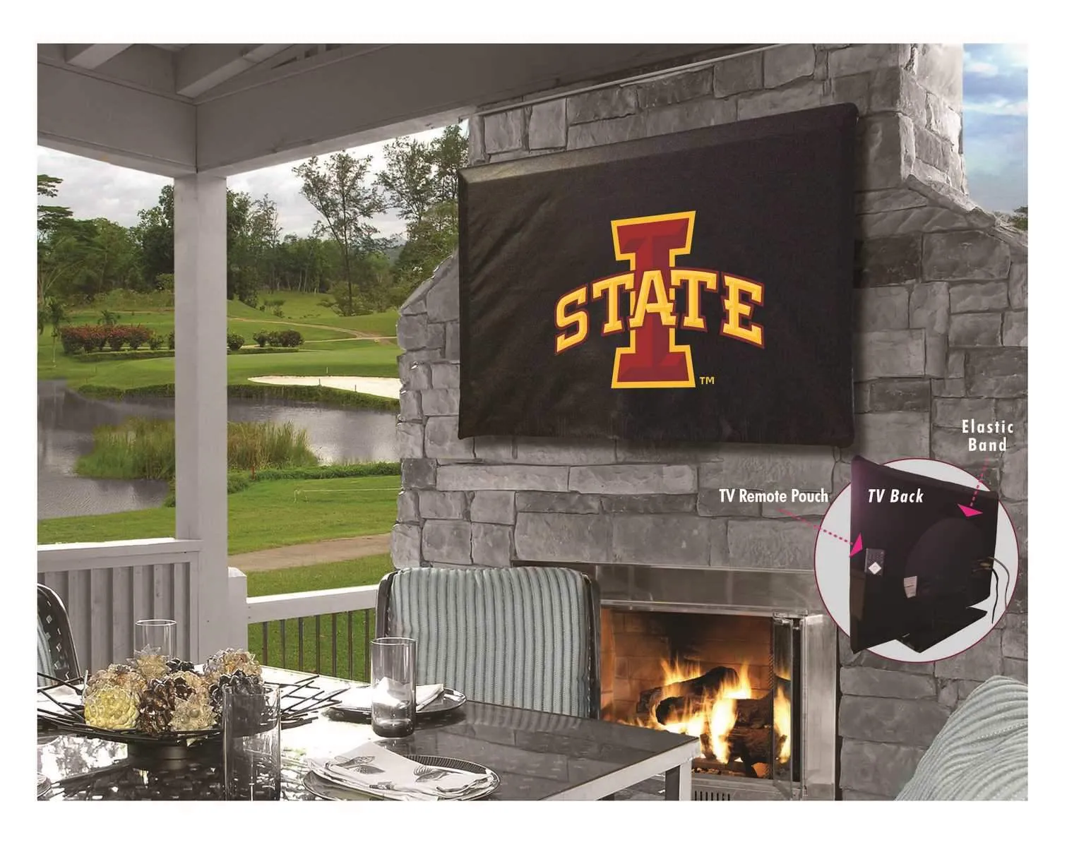 Iowa State Cyclones Black Breathable Water Resistant Vinyl TV Cover