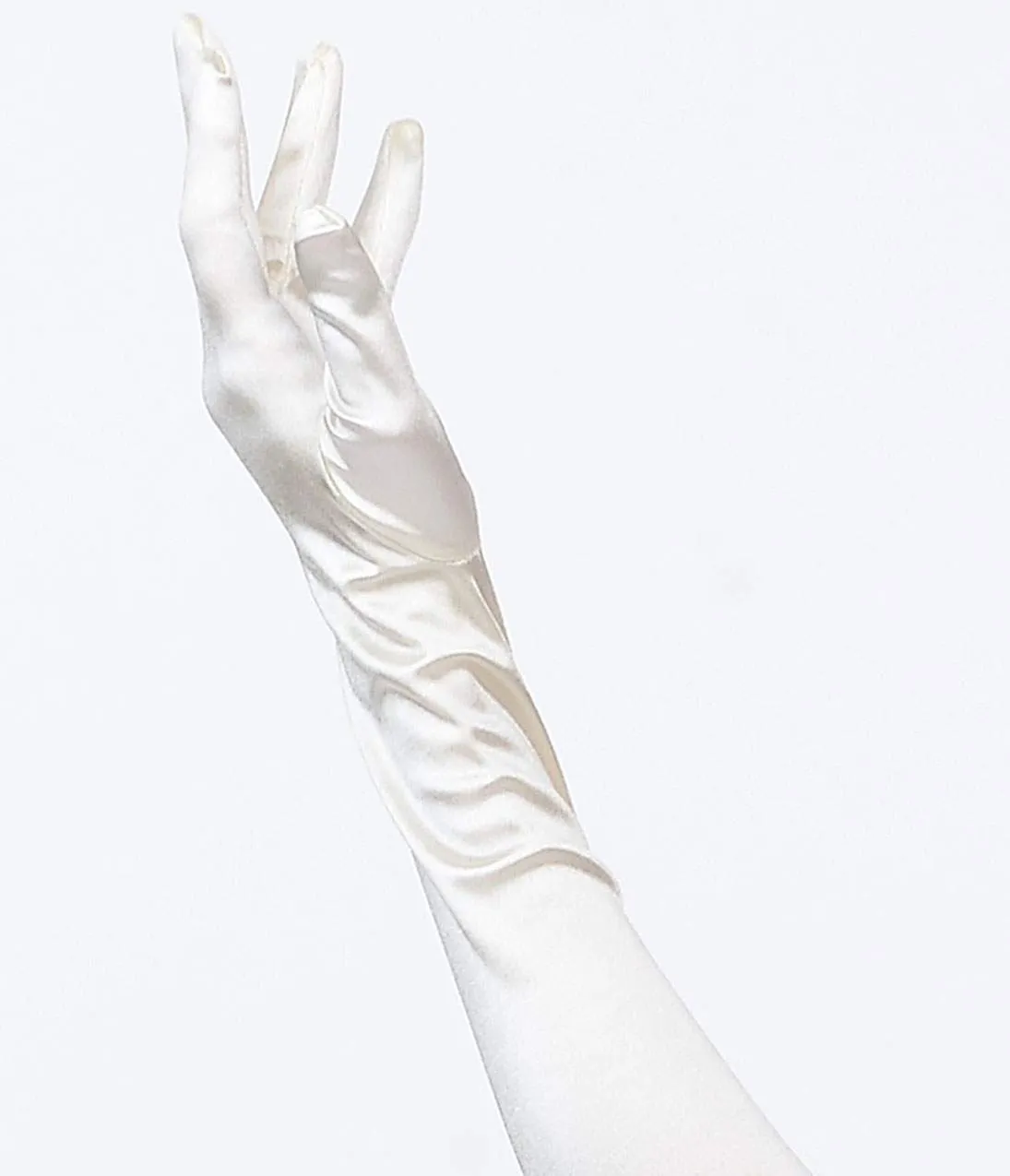 Ivory Satin 23'' Opera Length Gloves