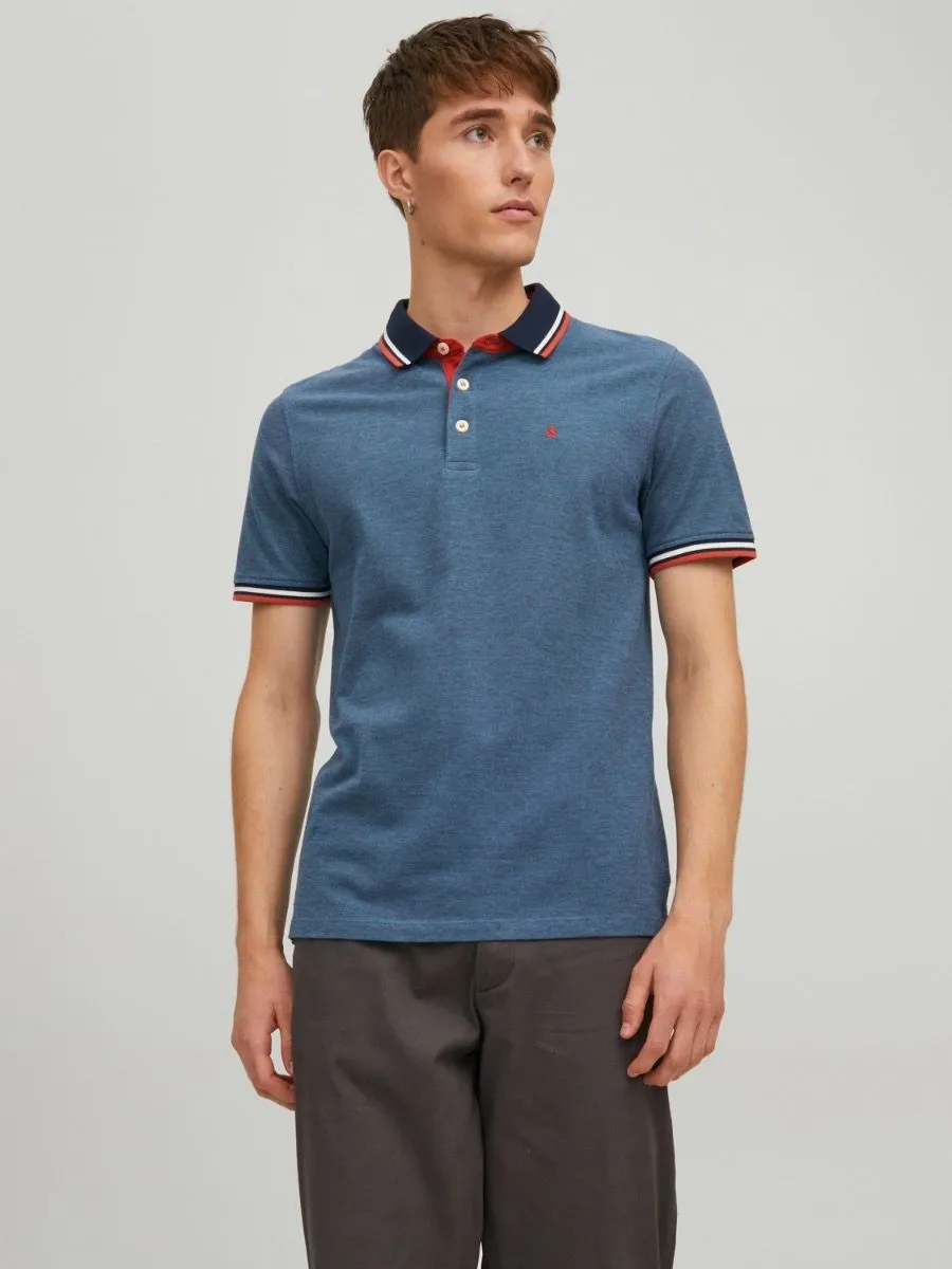 Jack & Jones Paulos Tipped Polo Shirt Denim Blue