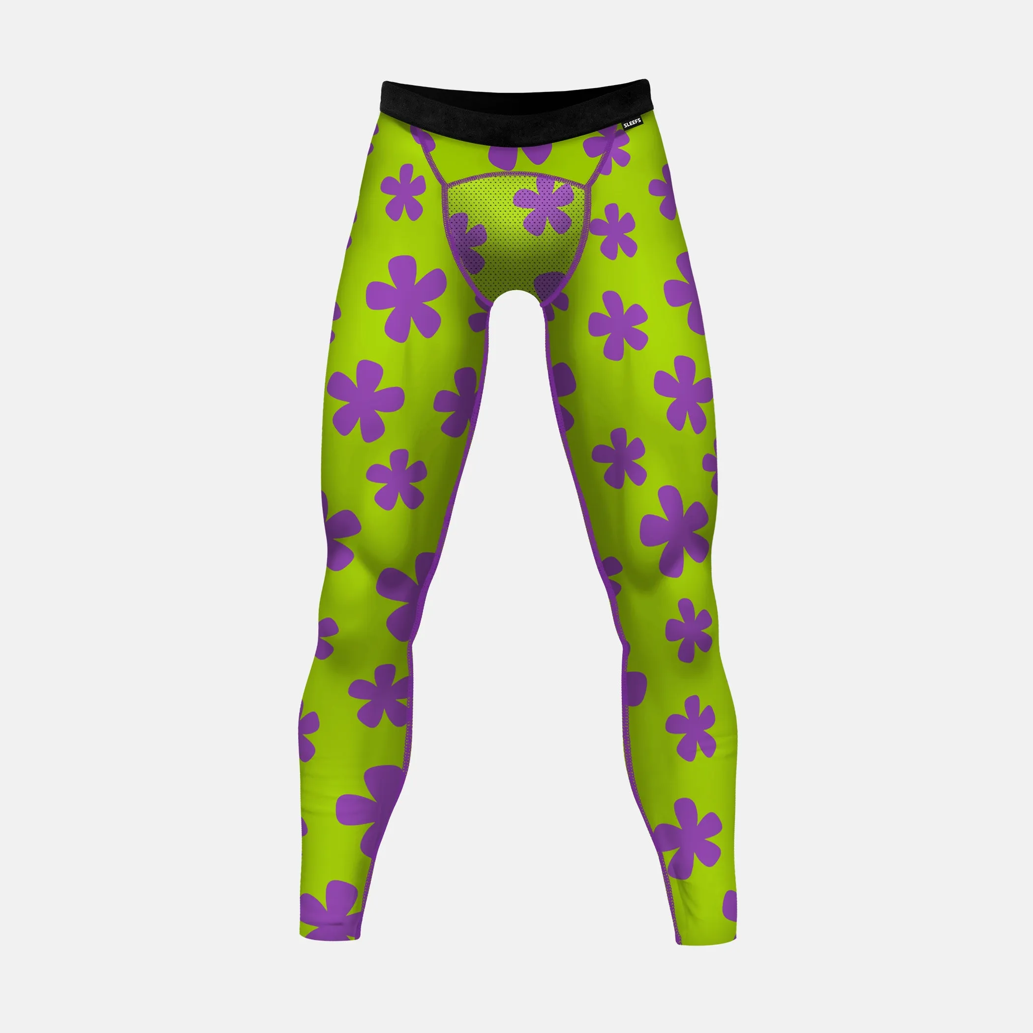 Jam Green Purple Flower Tights for Men