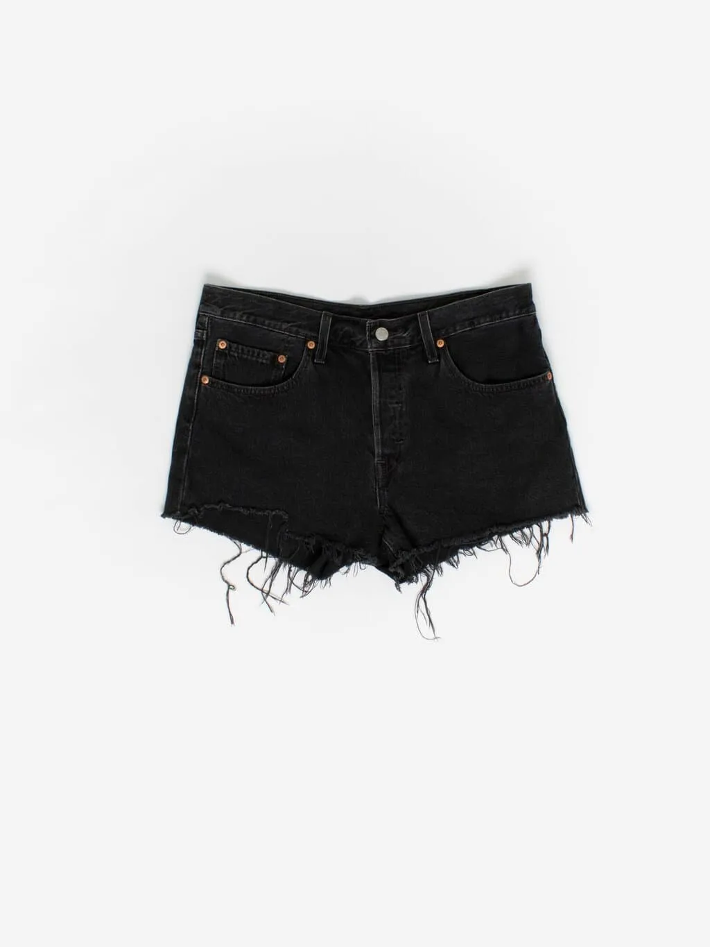 Levis 501 cut off short shorts in stonewashed black – Large