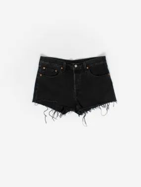 Levis 501 cut off short shorts in stonewashed black – Large