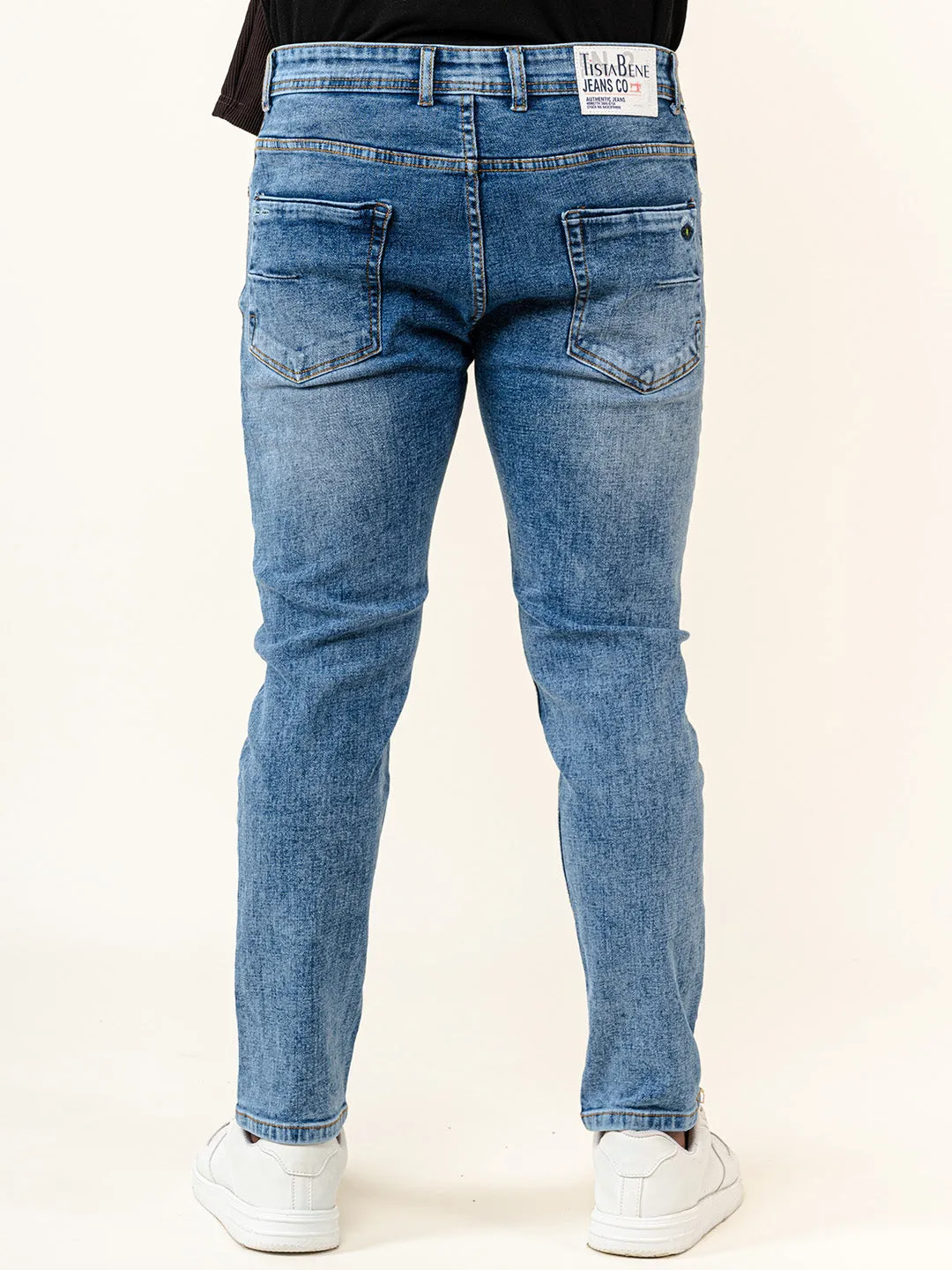 Light Blue Slim-Fit Ankle Length Mens Jeans