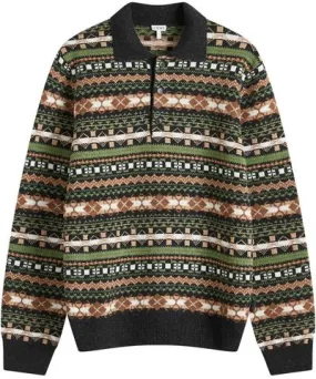 Loewe Men's Fair Isle Knit Polo