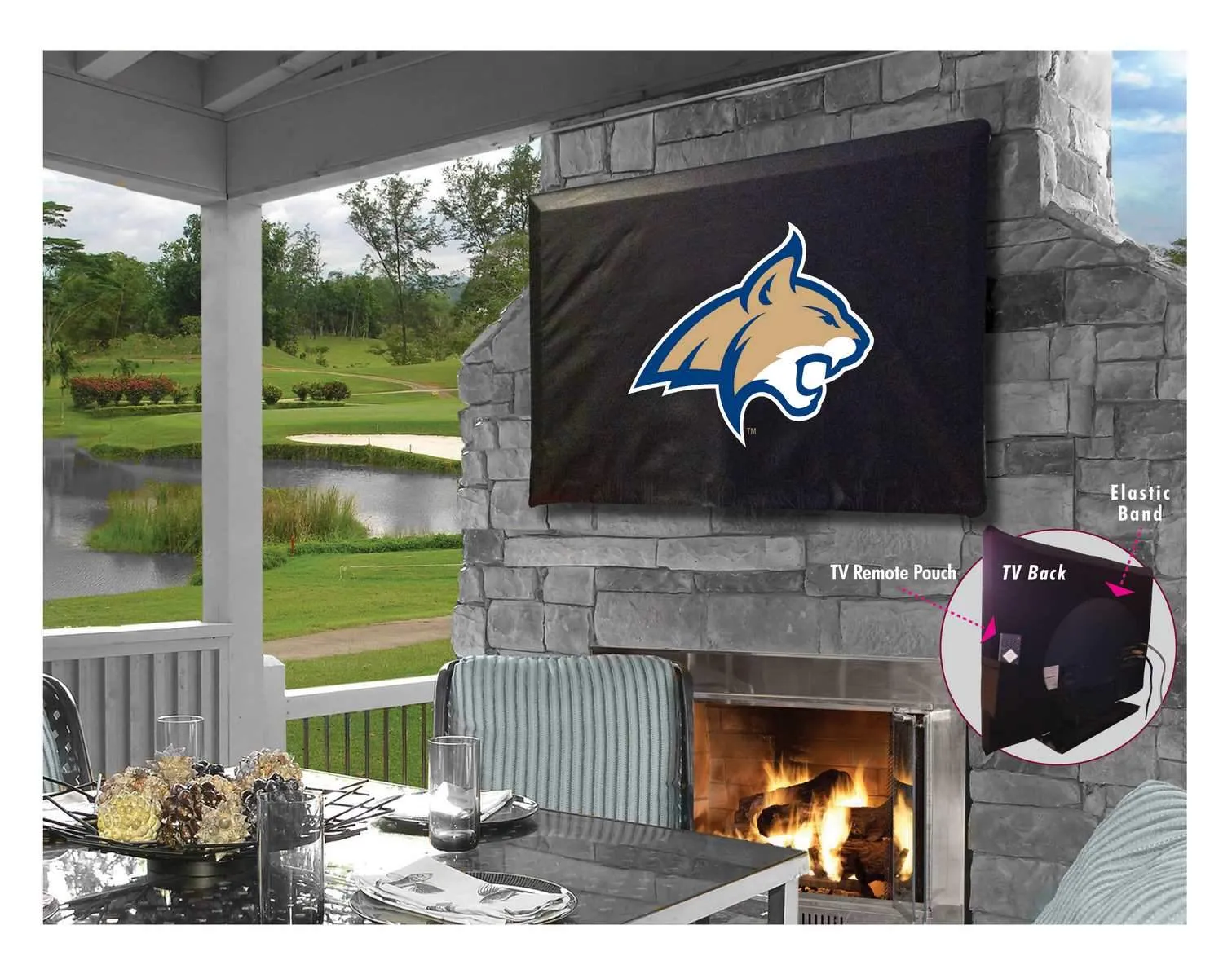 Montana State Bobcats Black Breathable Water Resistant Vinyl TV Cover