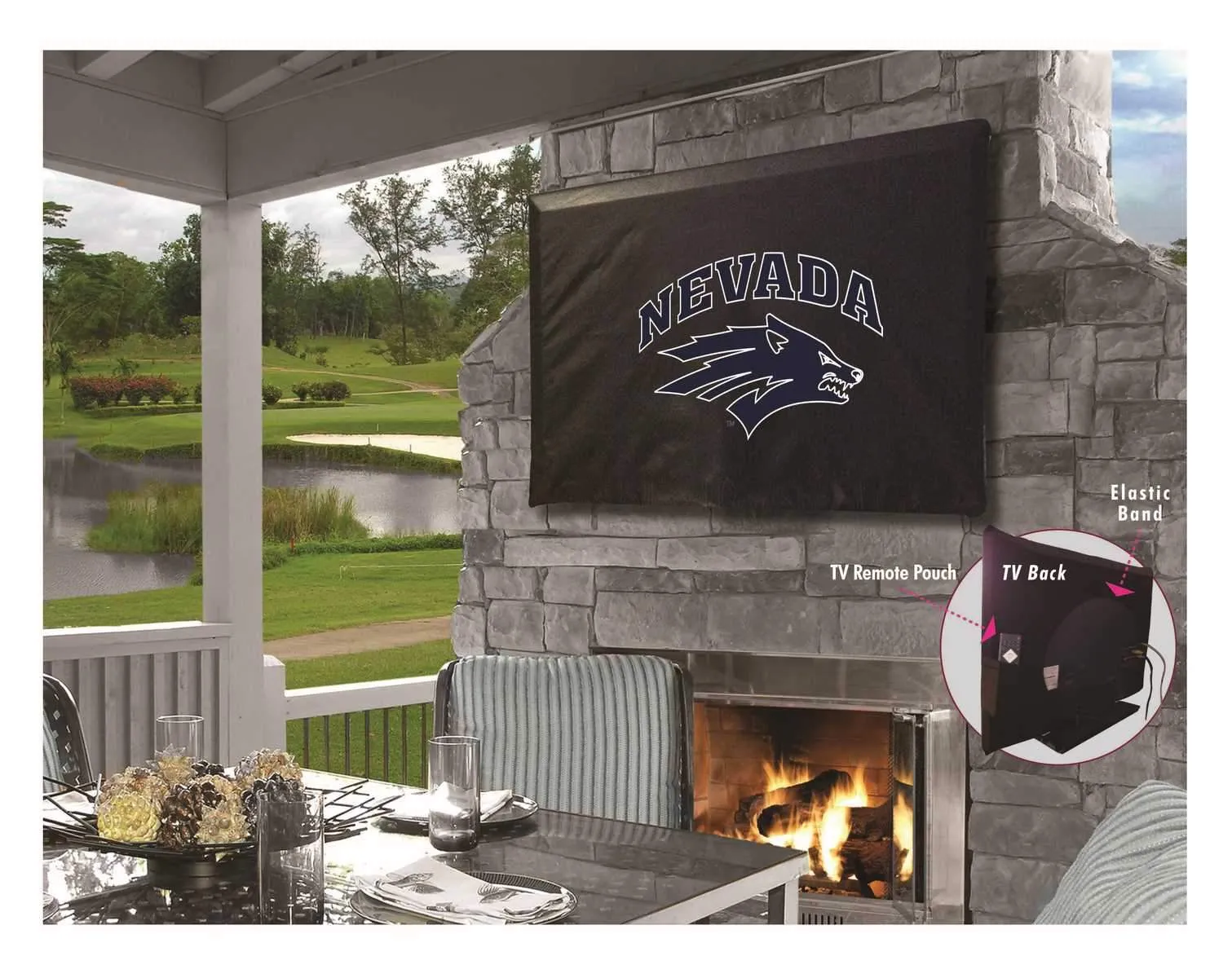 Nevada Wolfpack HBS Black Breathable Water Resistant Vinyl TV Cover