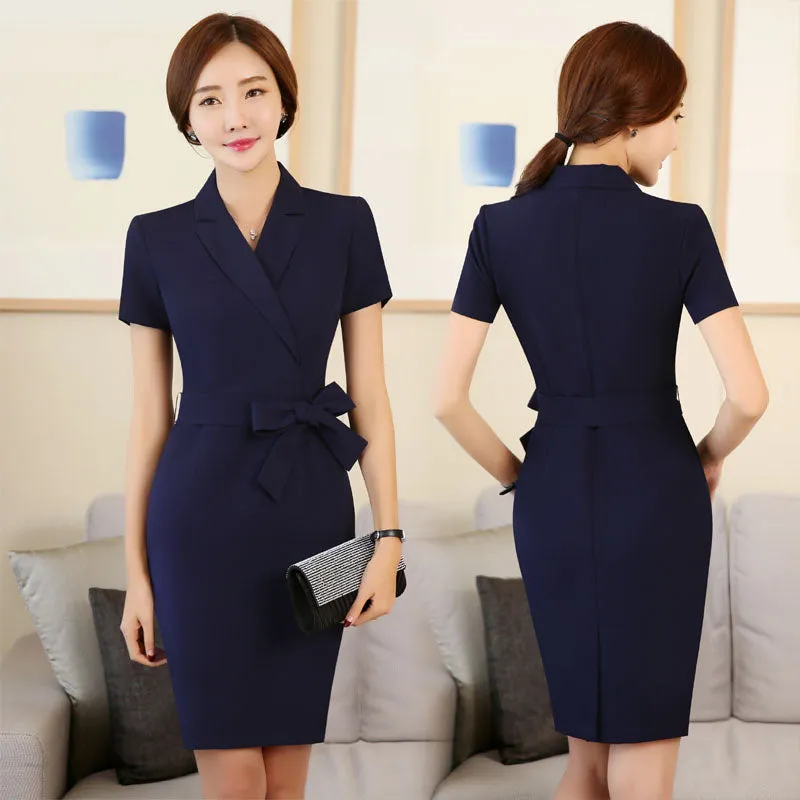 New Slim Fashion 2017 Summer Short Sleeve Formal Women Dress For Ladies Office Work Wear Female Casual Vestido Dresses Tops