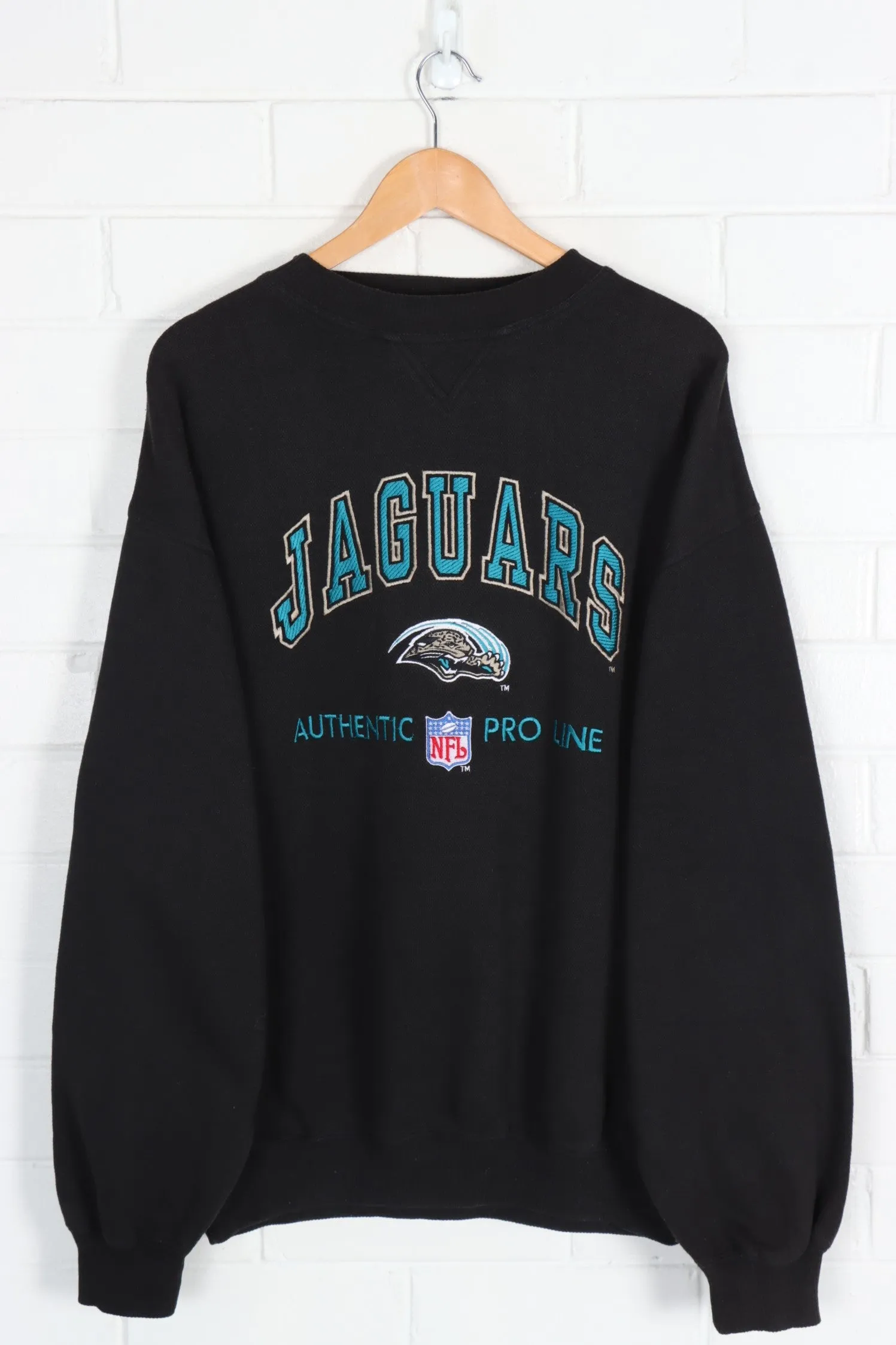 NFL Jaguars Embroidered Teal & Black Textured Sweatshirt (XXL)