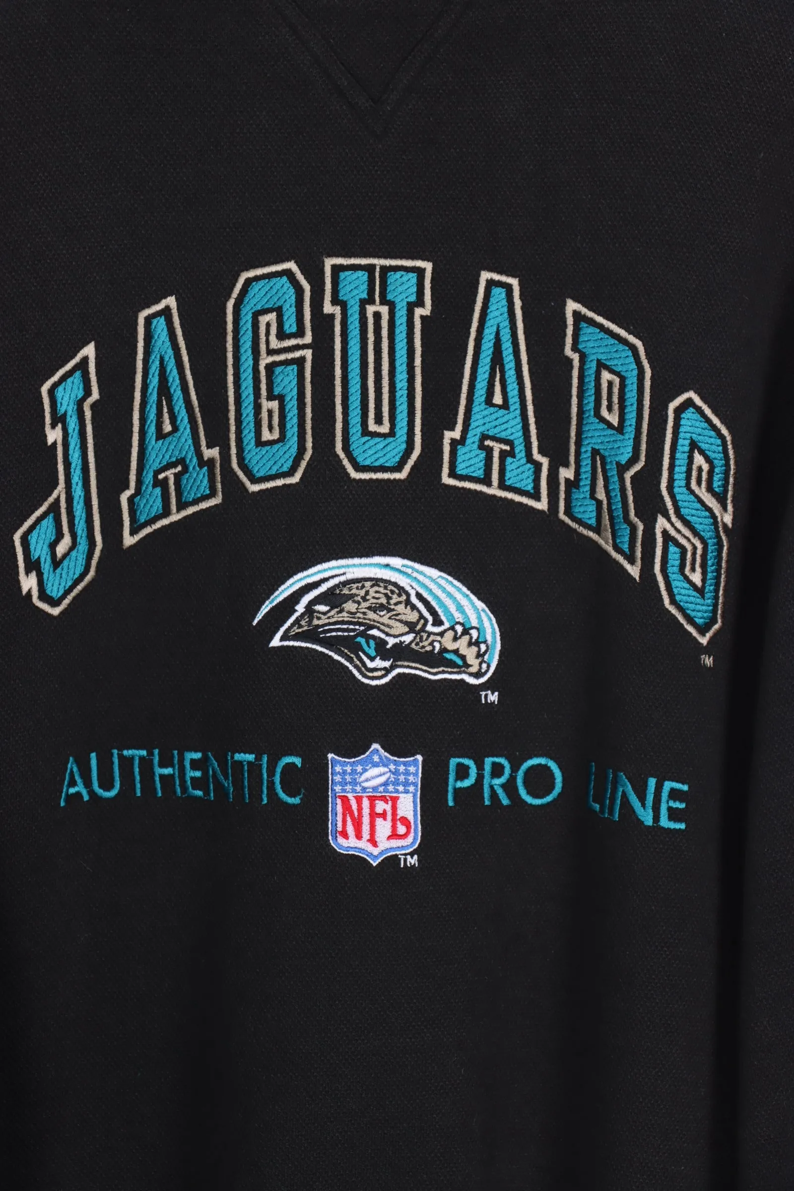 NFL Jaguars Embroidered Teal & Black Textured Sweatshirt (XXL)