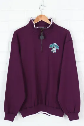 NHL Mighty Ducks Embroidered Purple Textured  1/4 Zip Sweatshirt (M)