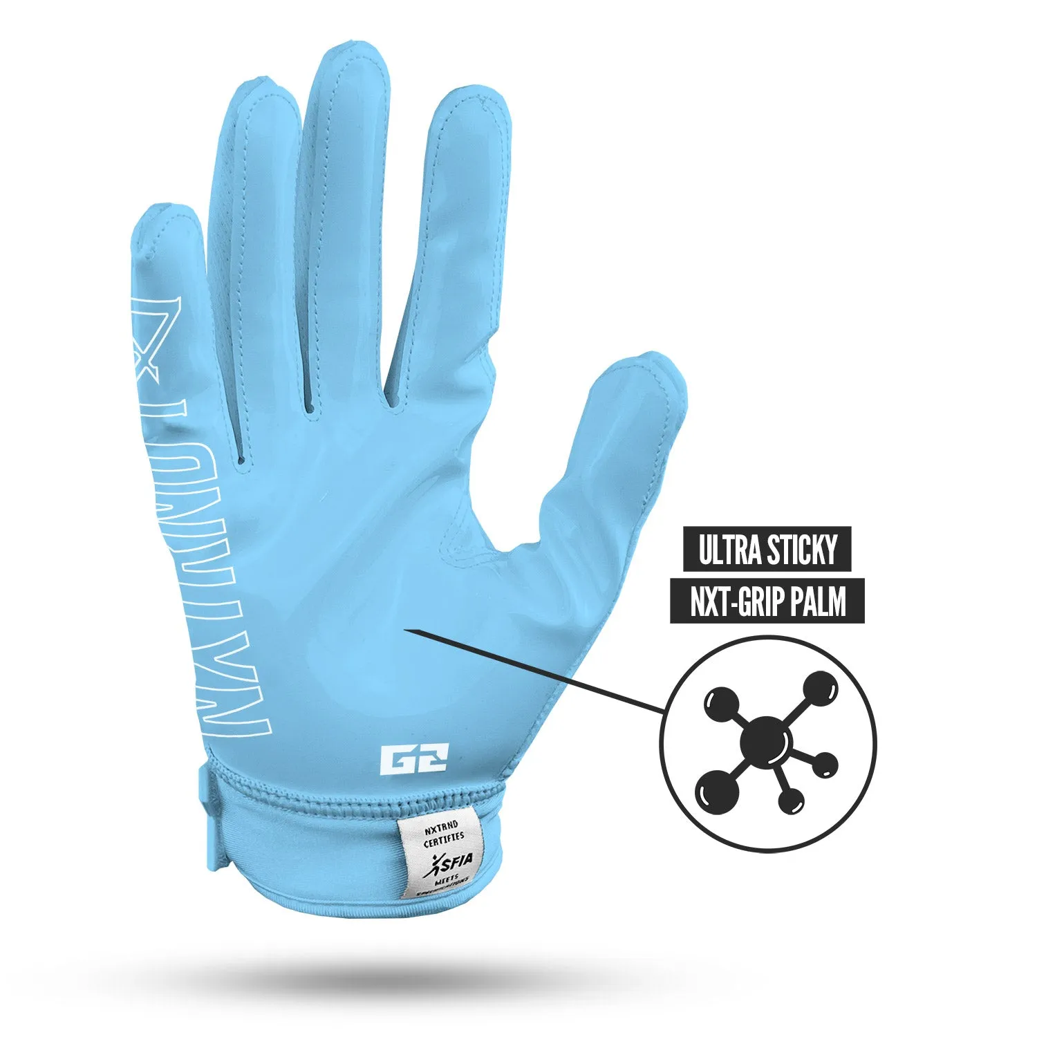 NXTRND G2 Football Gloves Columbia Blue