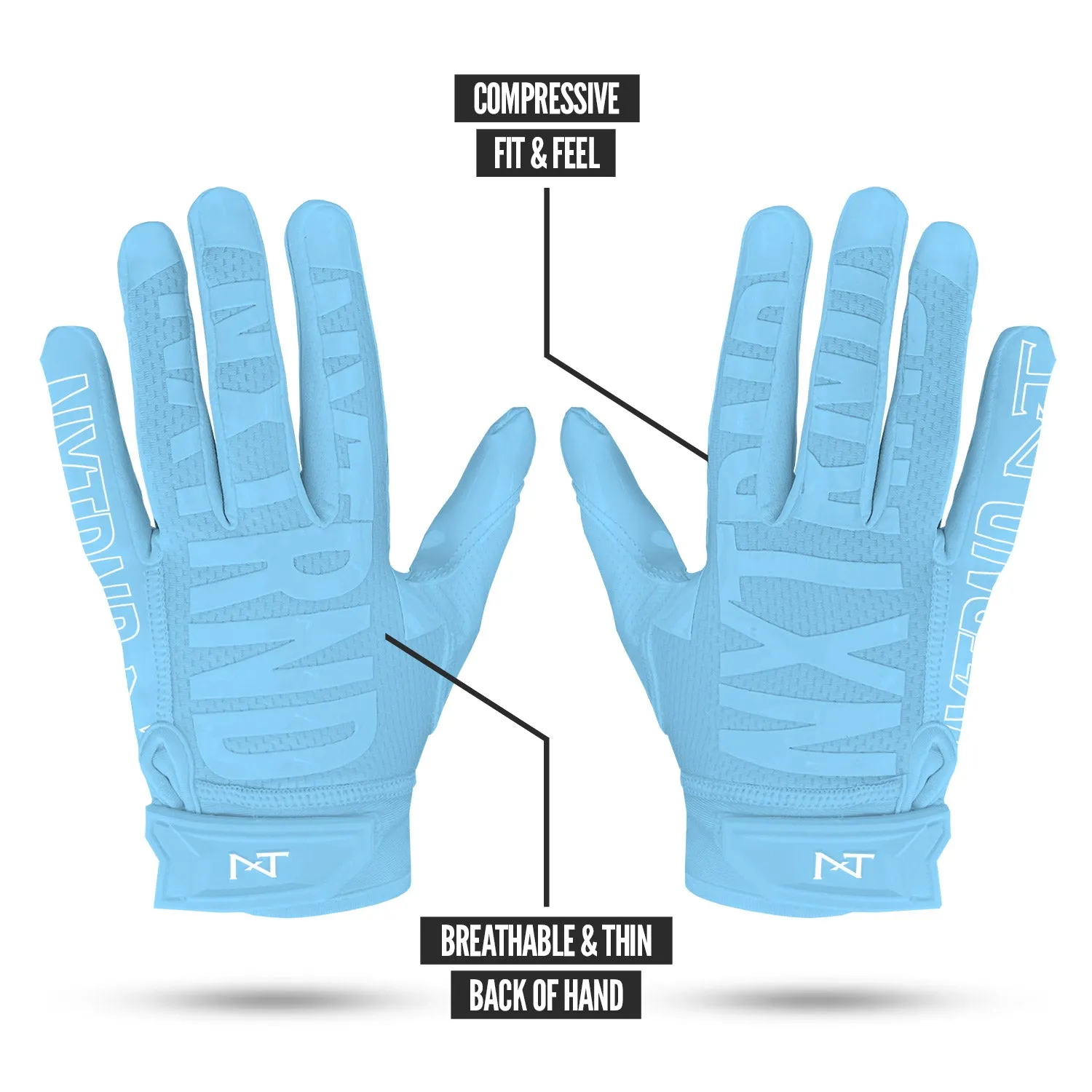 NXTRND G2 Football Gloves Columbia Blue