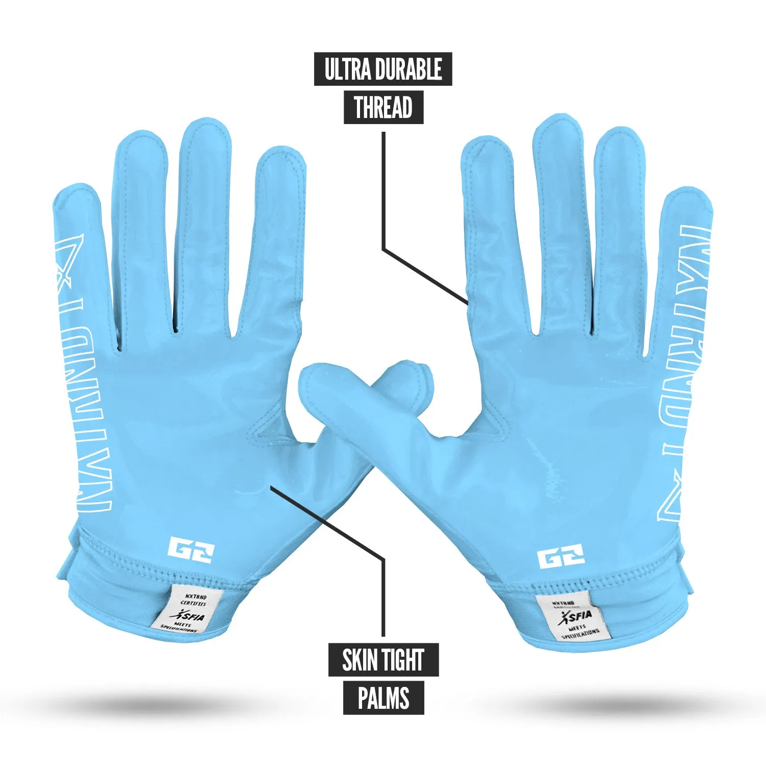 NXTRND G2 Football Gloves Columbia Blue