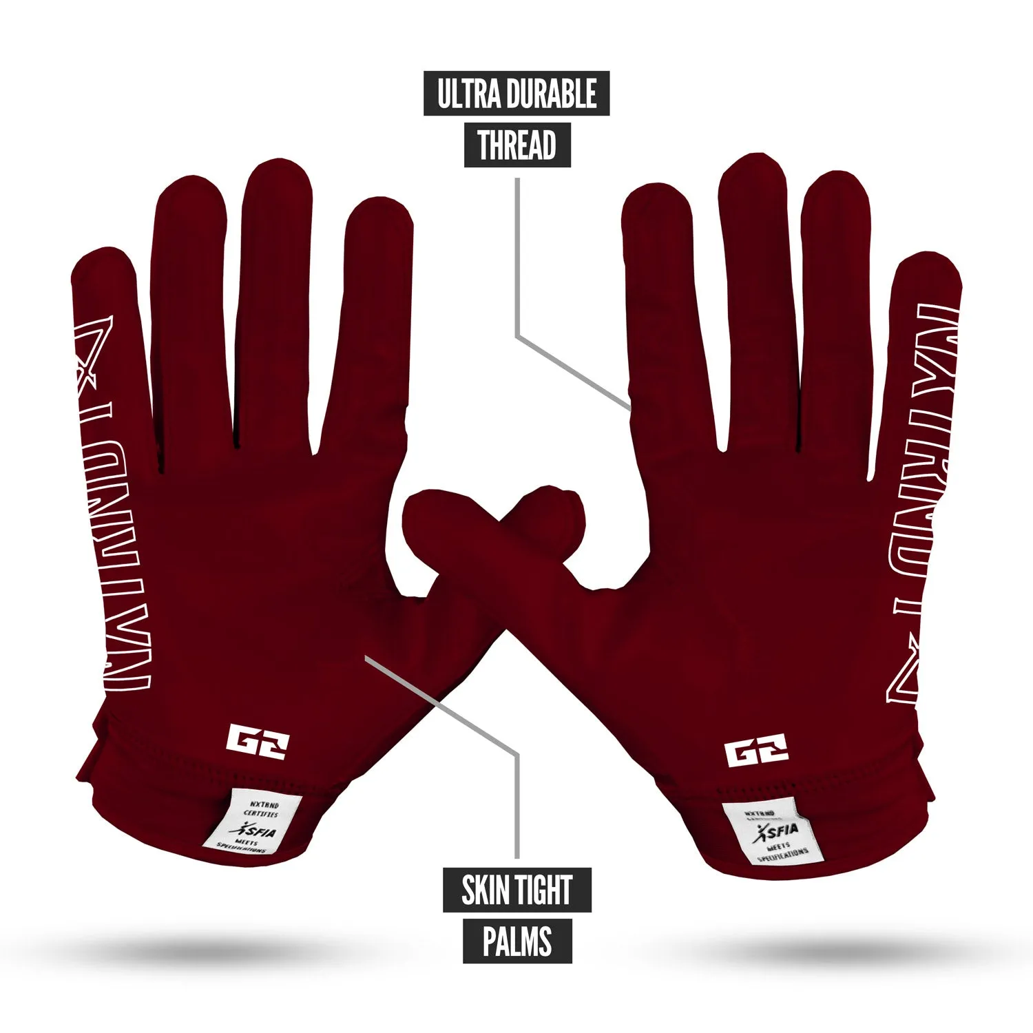 NXTRND G2 Football Gloves Maroon