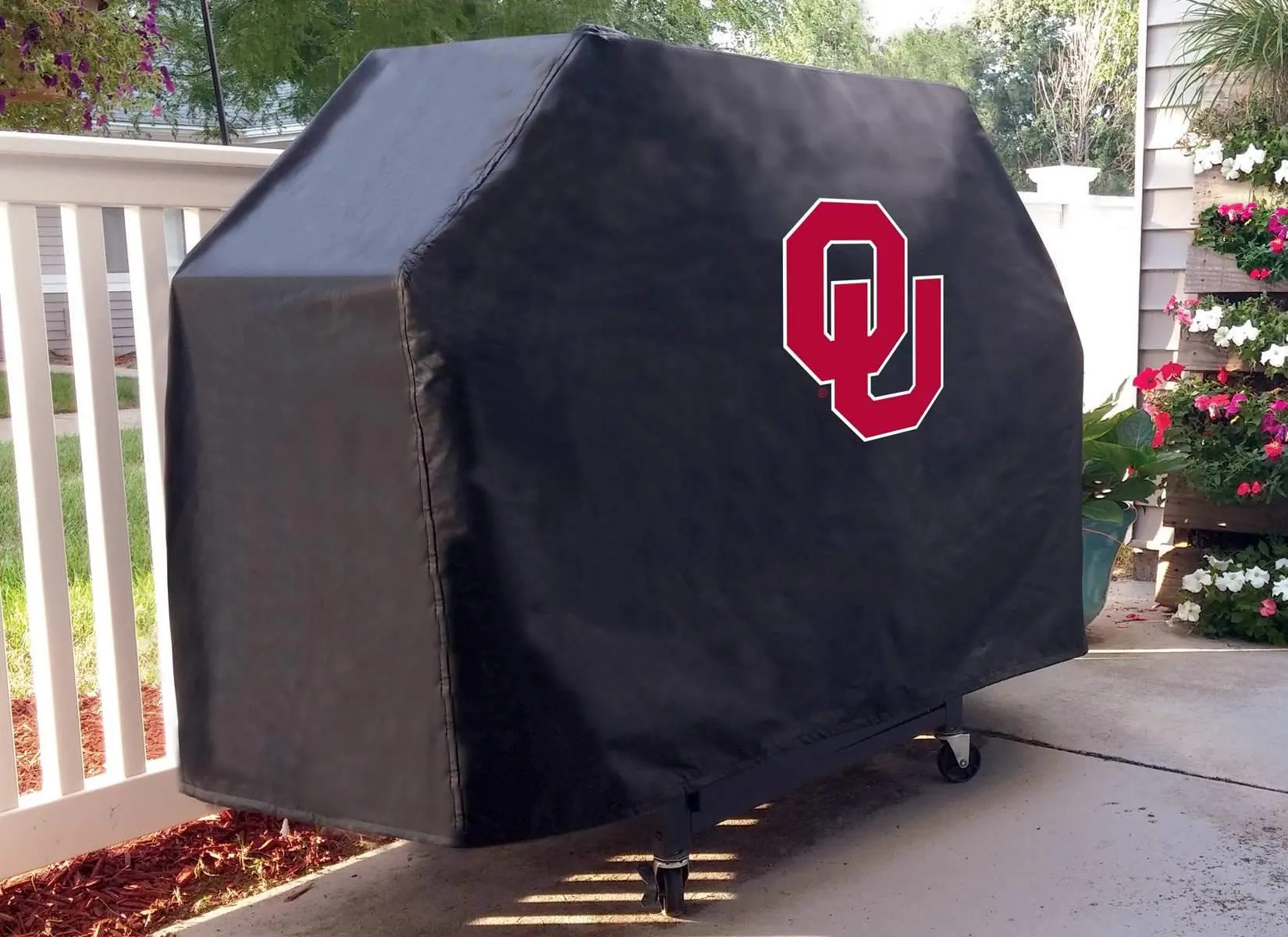 Oklahoma Sooners HBS Black Outdoor Heavy Duty Breathable Vinyl BBQ Grill Cover