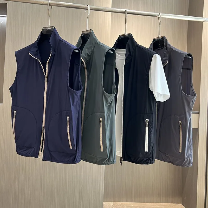 Only 180g thin quick-drying four-way stretch men's summer Rainproof breathable stand-up collar casual vest