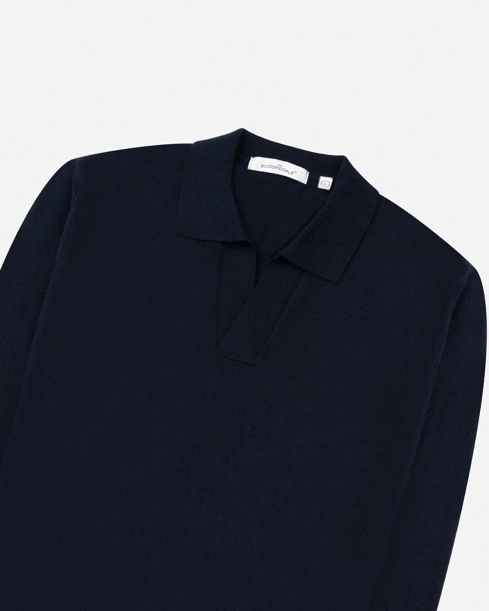 Open-Collar Knitted Polo