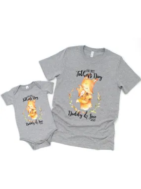 Our First Father's Day Daddy and Me Matching Shirts - Foxes