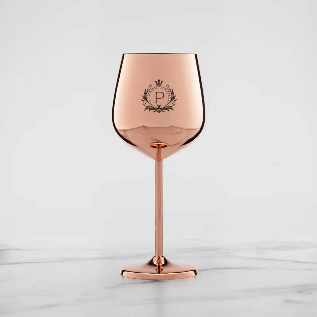 Personalised Wine Goblet Copper Finish Stainless Steel Wine Glasses - Monogram