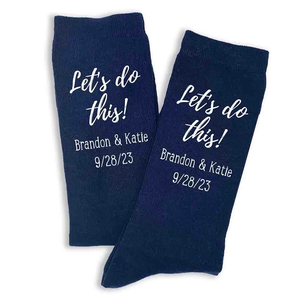 Personalized Groom Wedding Day Socks - Let's Do This!