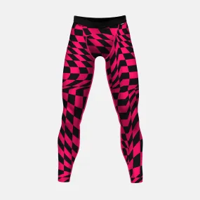 Pink Warped Checkered Tights for Men