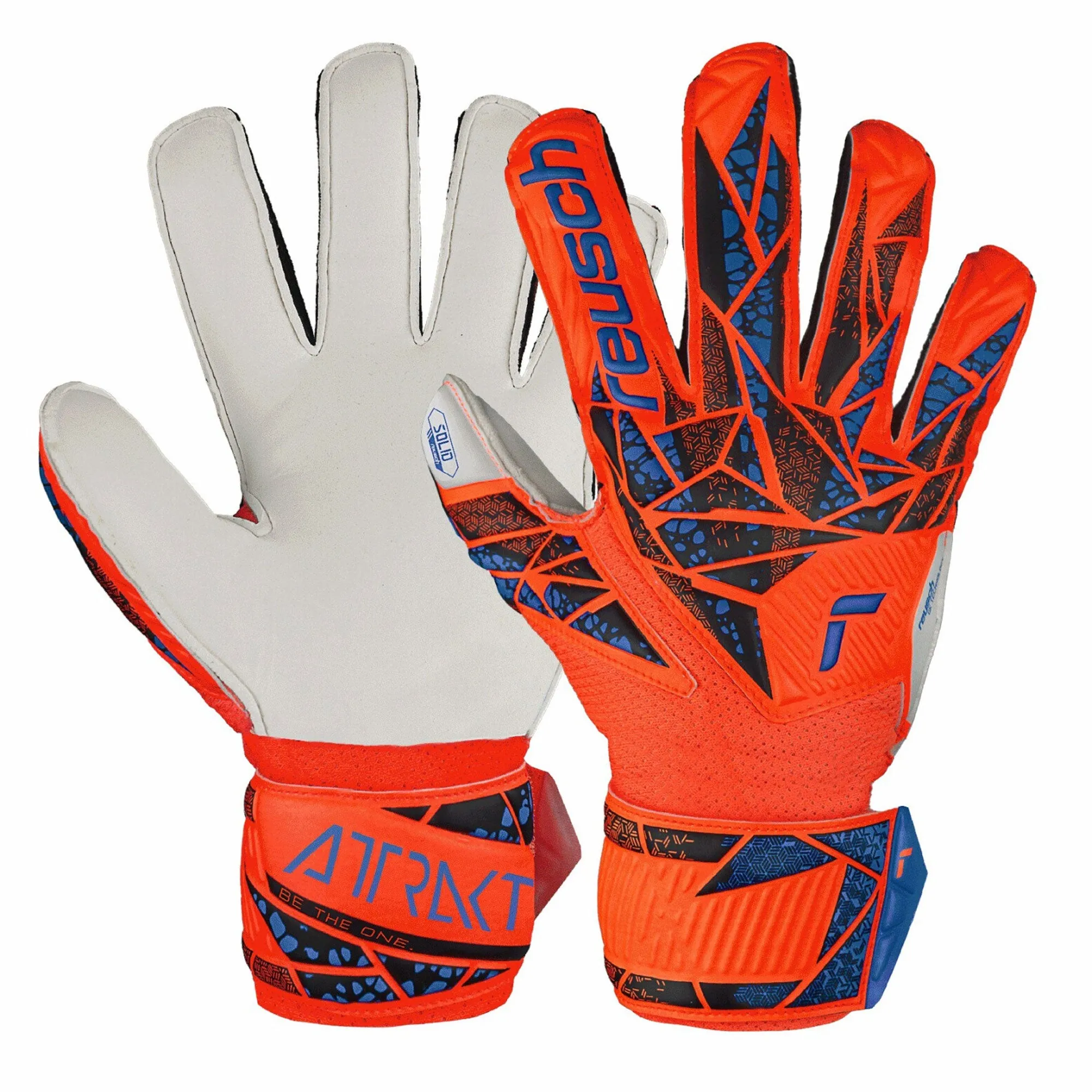 Reusch Kids Attrakt Solid Fingersave Goalkeeper Gloves Orange/Blue