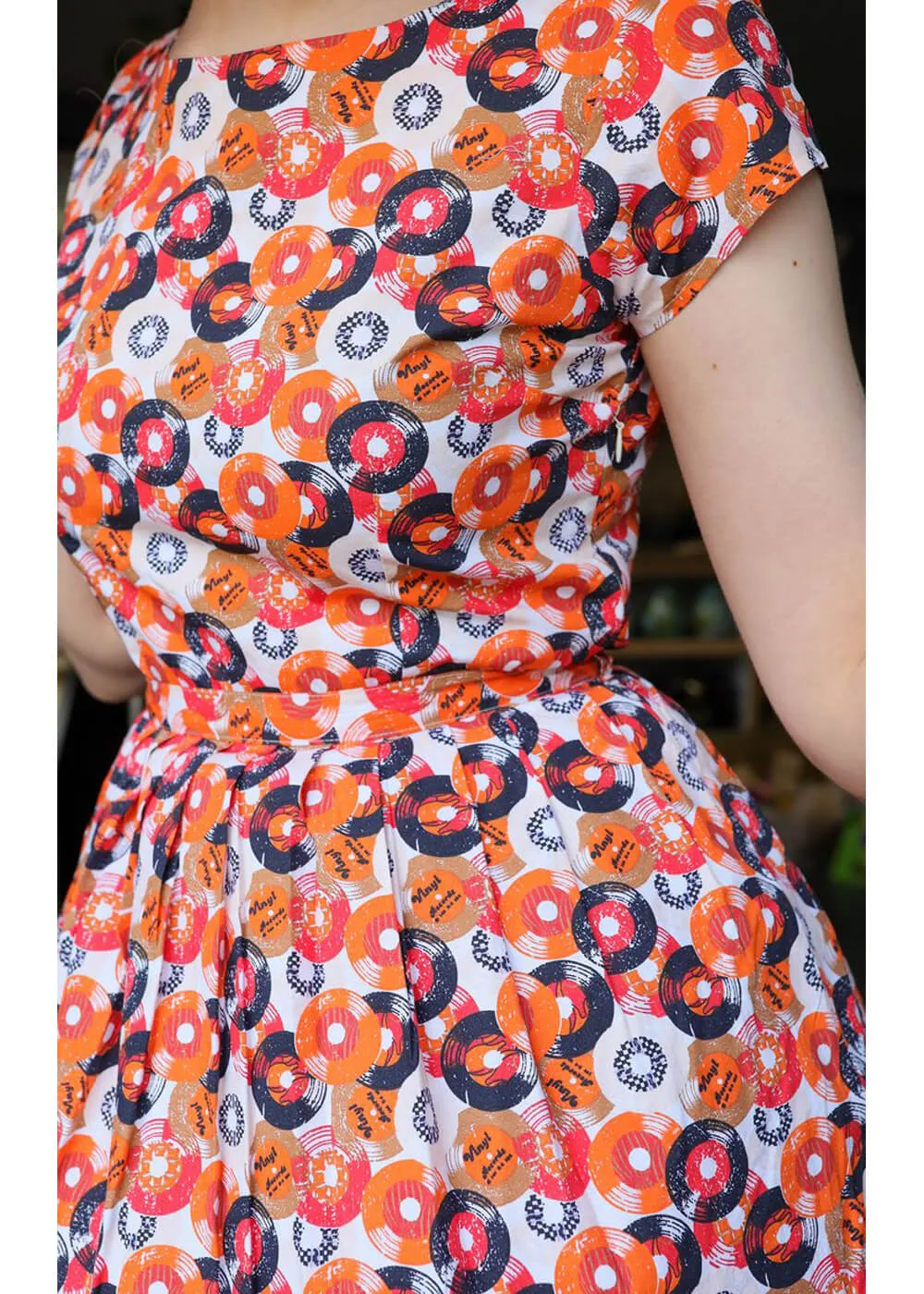 Run and Fly Vinyl Records 50's Dress Orange