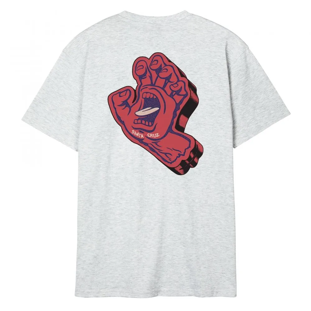 Santa Cruz Screaming Foam Hand T-Shirt Athletic Heather Grey (Back Print)