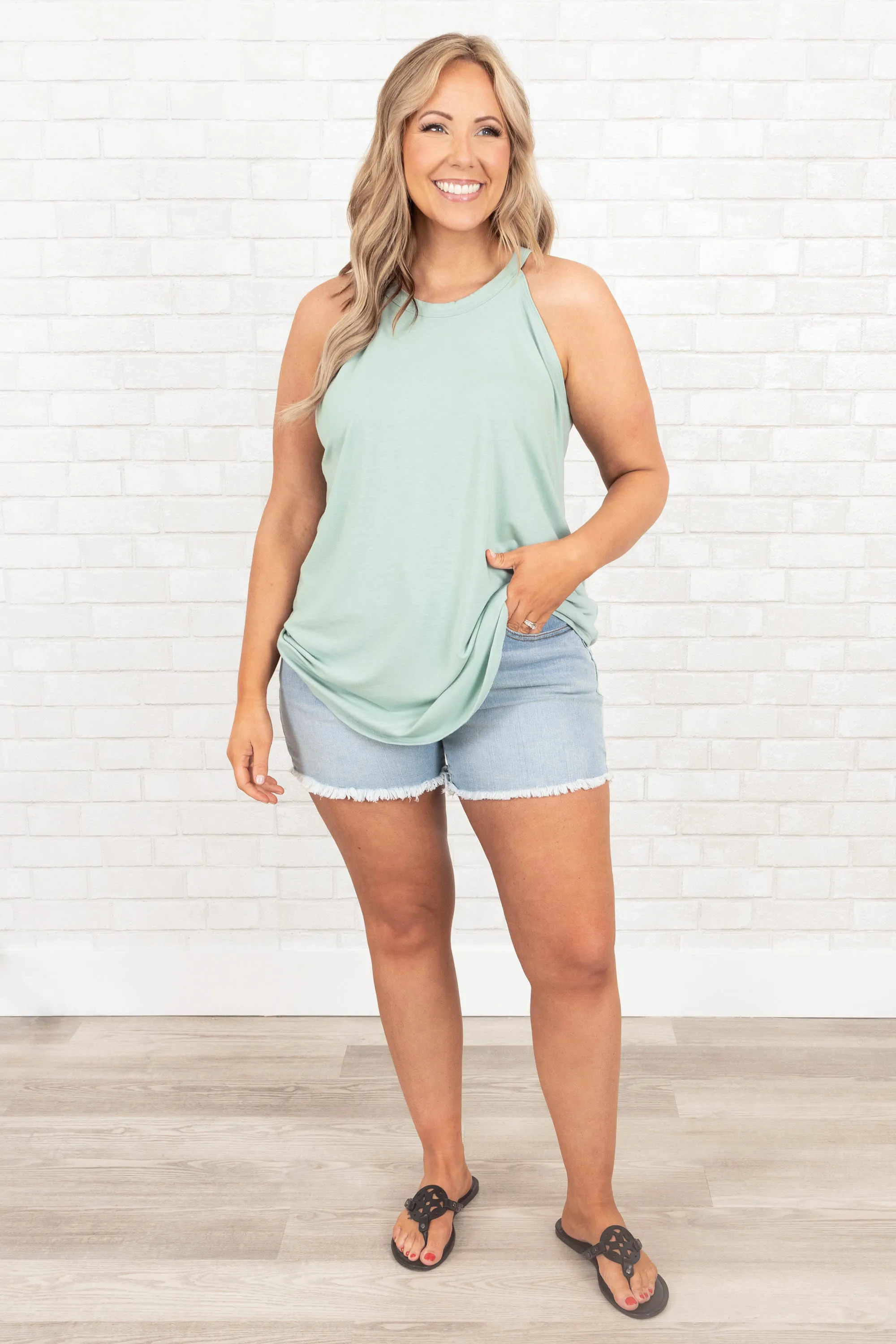 Simply Elegant Tank, Dusty Green