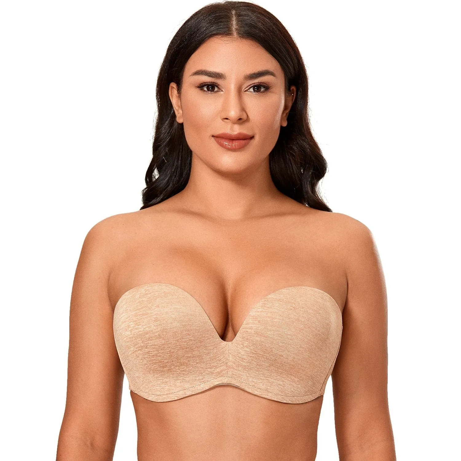 Slightly Lined Seamless Push Up Dulce Color Plus Size DD42 Plunge Bra on Clearance