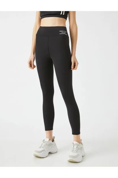 Slogan Printed Sports Tights