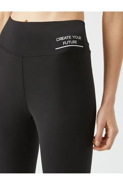 Slogan Printed Sports Tights