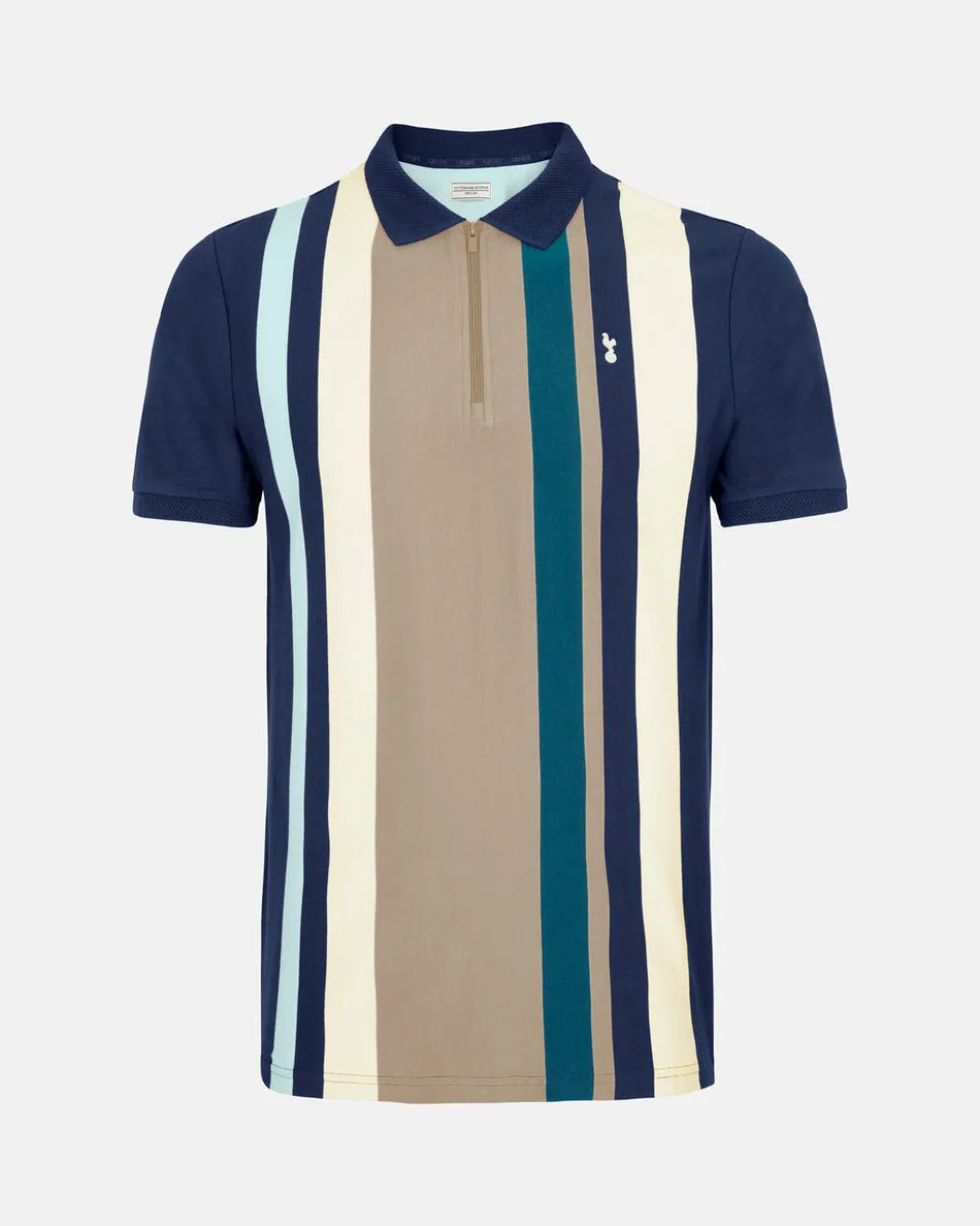 Spurs Mens Navy Vertical Stripe Polo