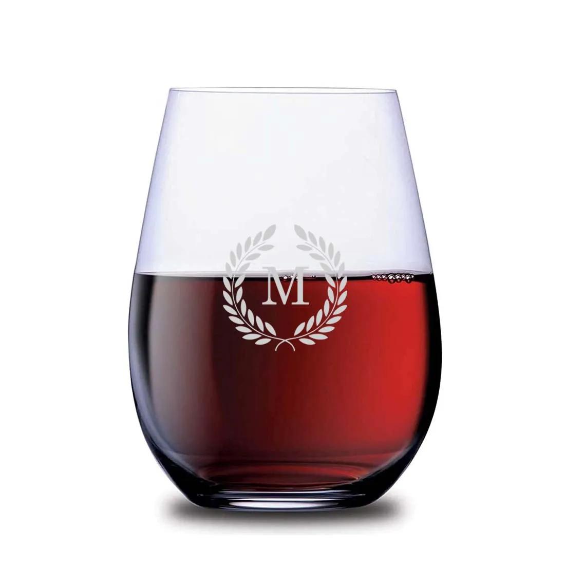 Stemless Wine Glasses Engraved with Monogram Drink Glass - Initial