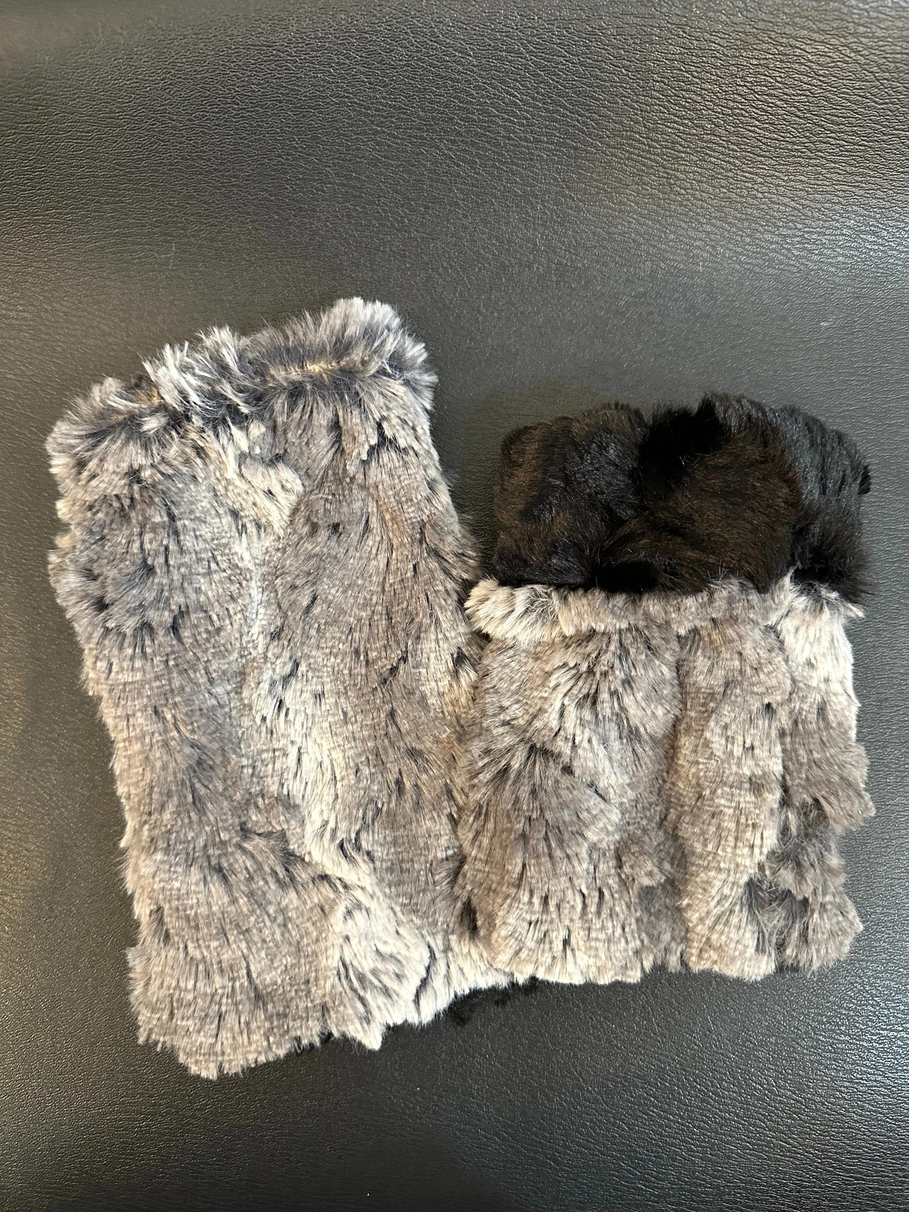 Super Soft Luxury Faux Fur Reversible Fingerless / Texting Gloves