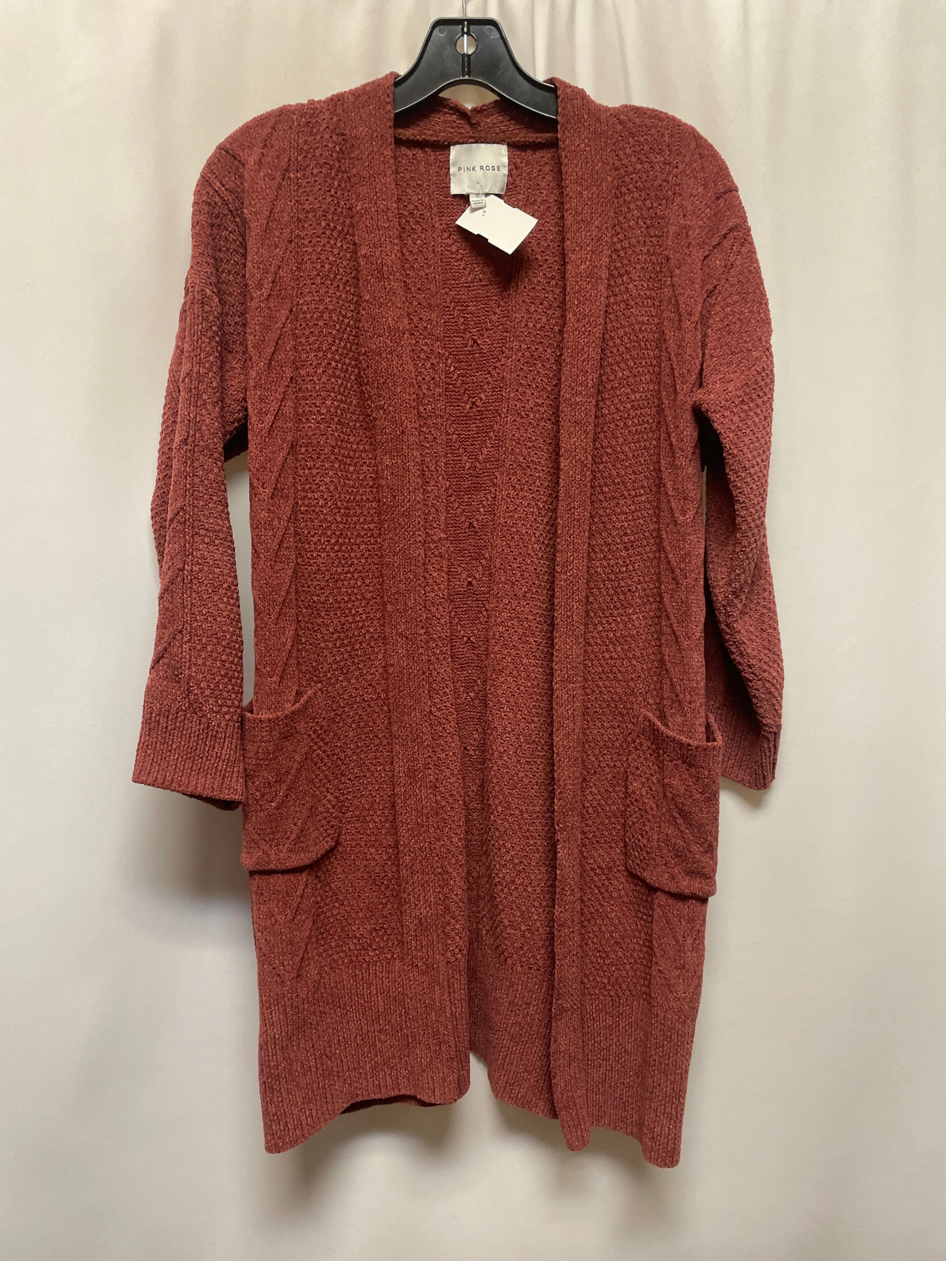 Sweater Cardigan By Pink Rose In Brown, Size: S