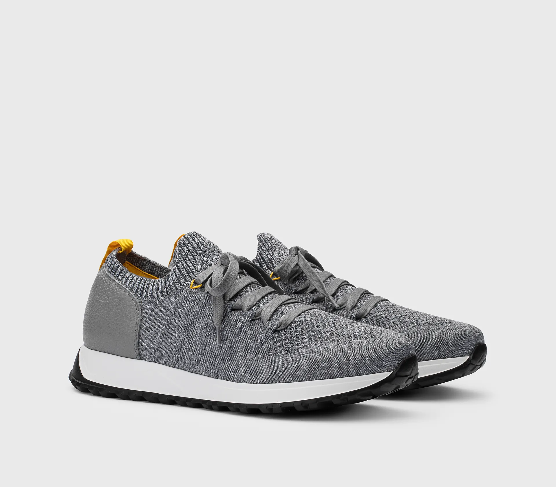 Technical fabric and grey leather sneaker