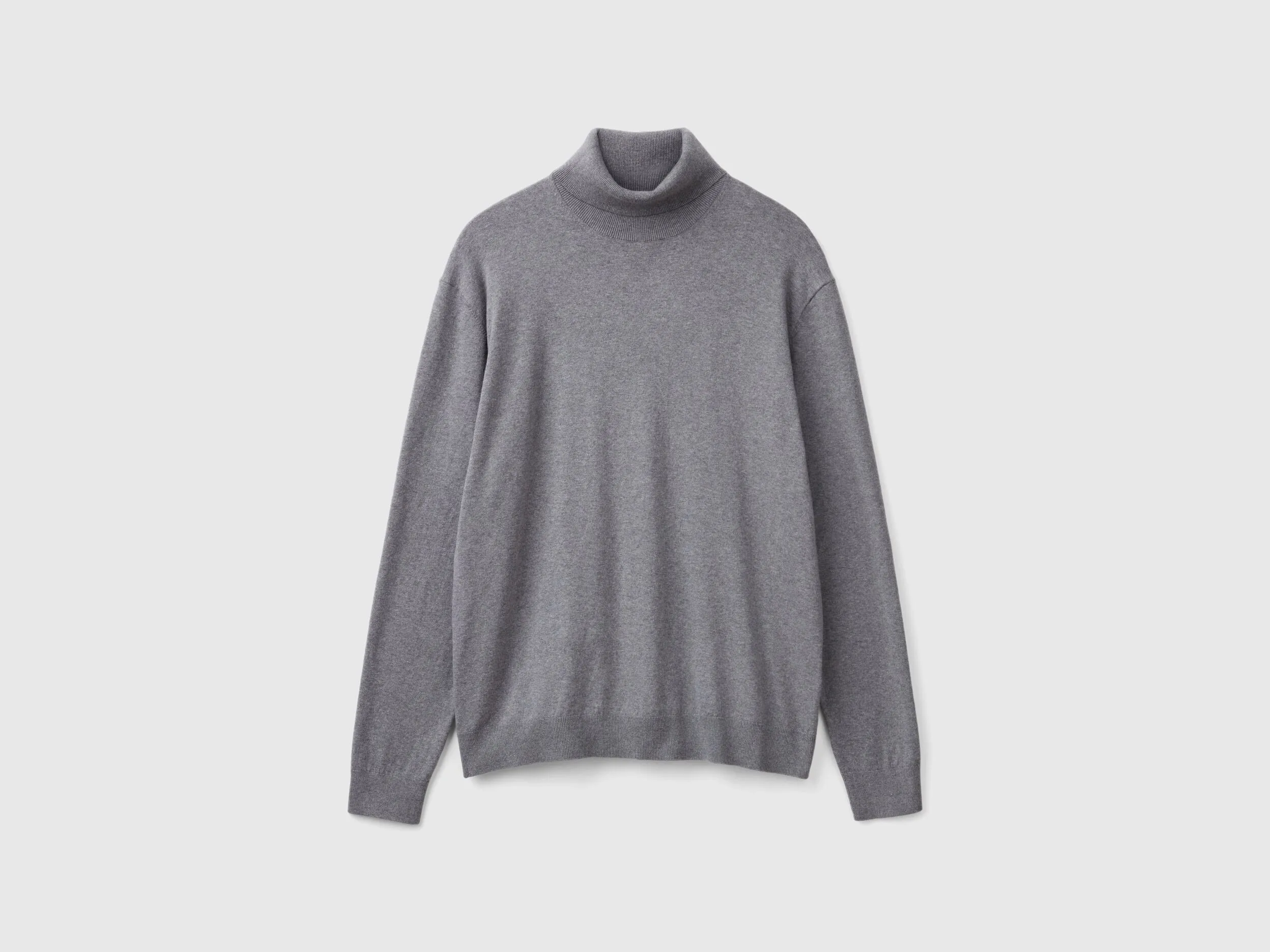 Turtleneck in lightweight cotton blend - Dark Gray | Benetton