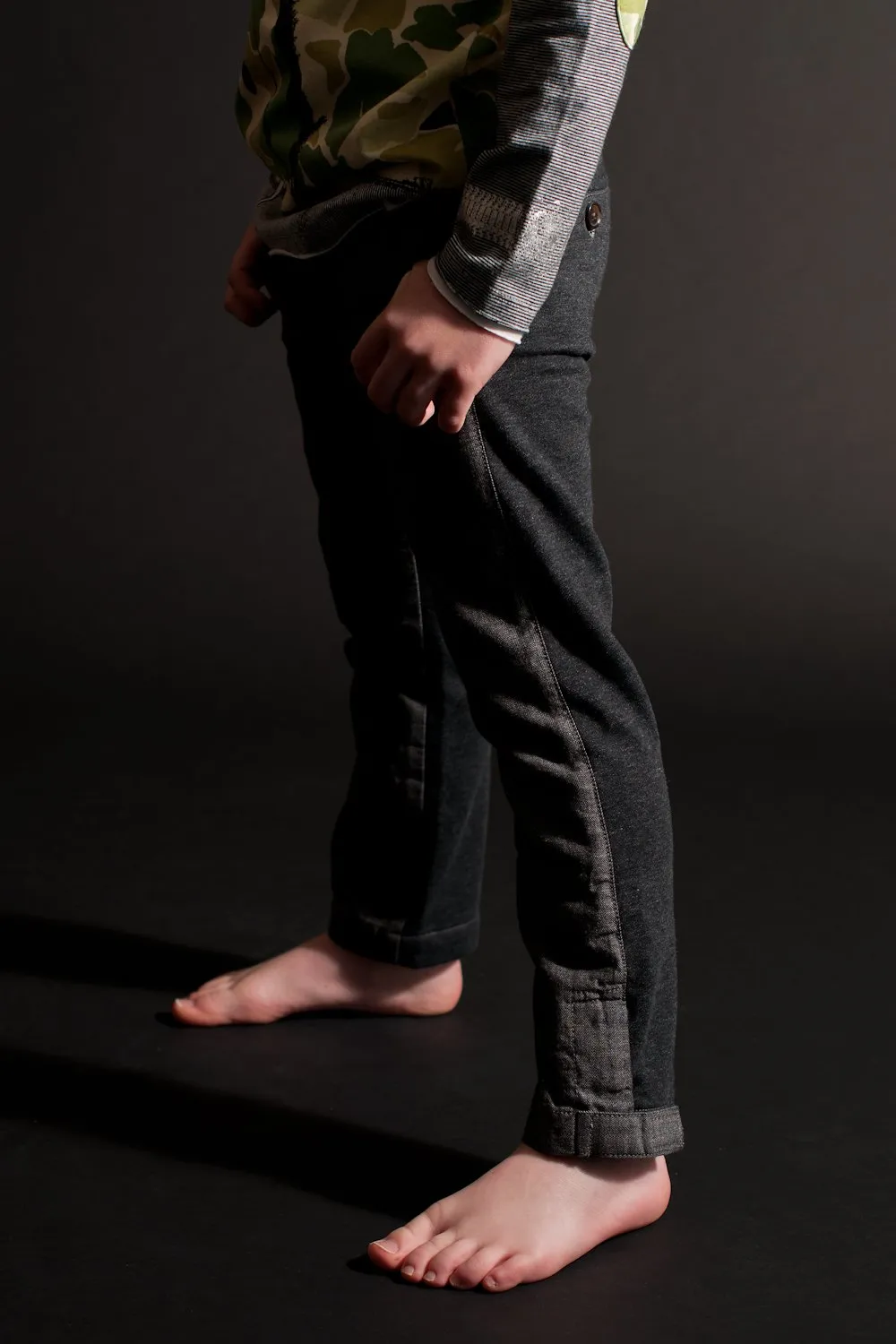 Two-Face Herringbone-French Terry Baby Pants by: Mini Shatsu