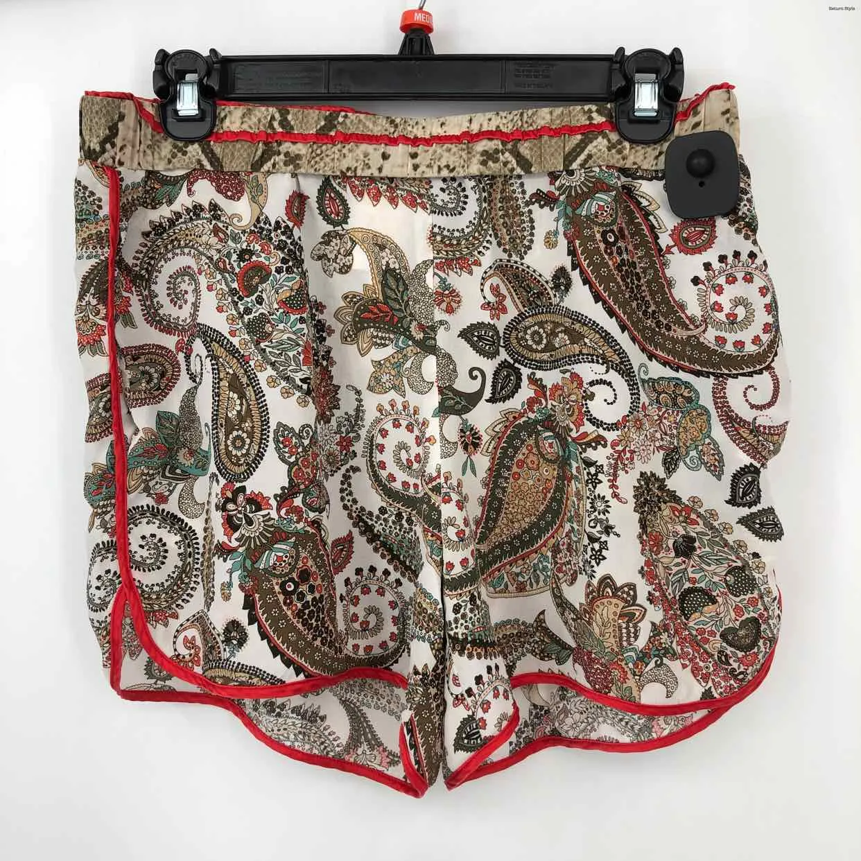 TWP White & Red Olive Multi Silk Paisley Size MEDIUM (M) Shorts