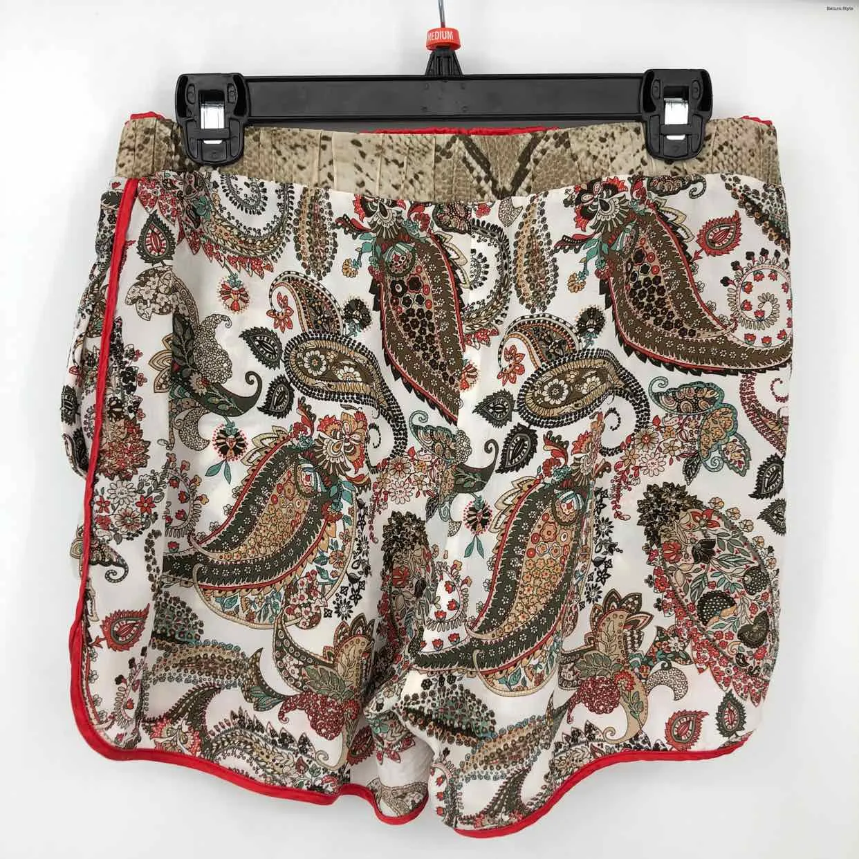 TWP White & Red Olive Multi Silk Paisley Size MEDIUM (M) Shorts