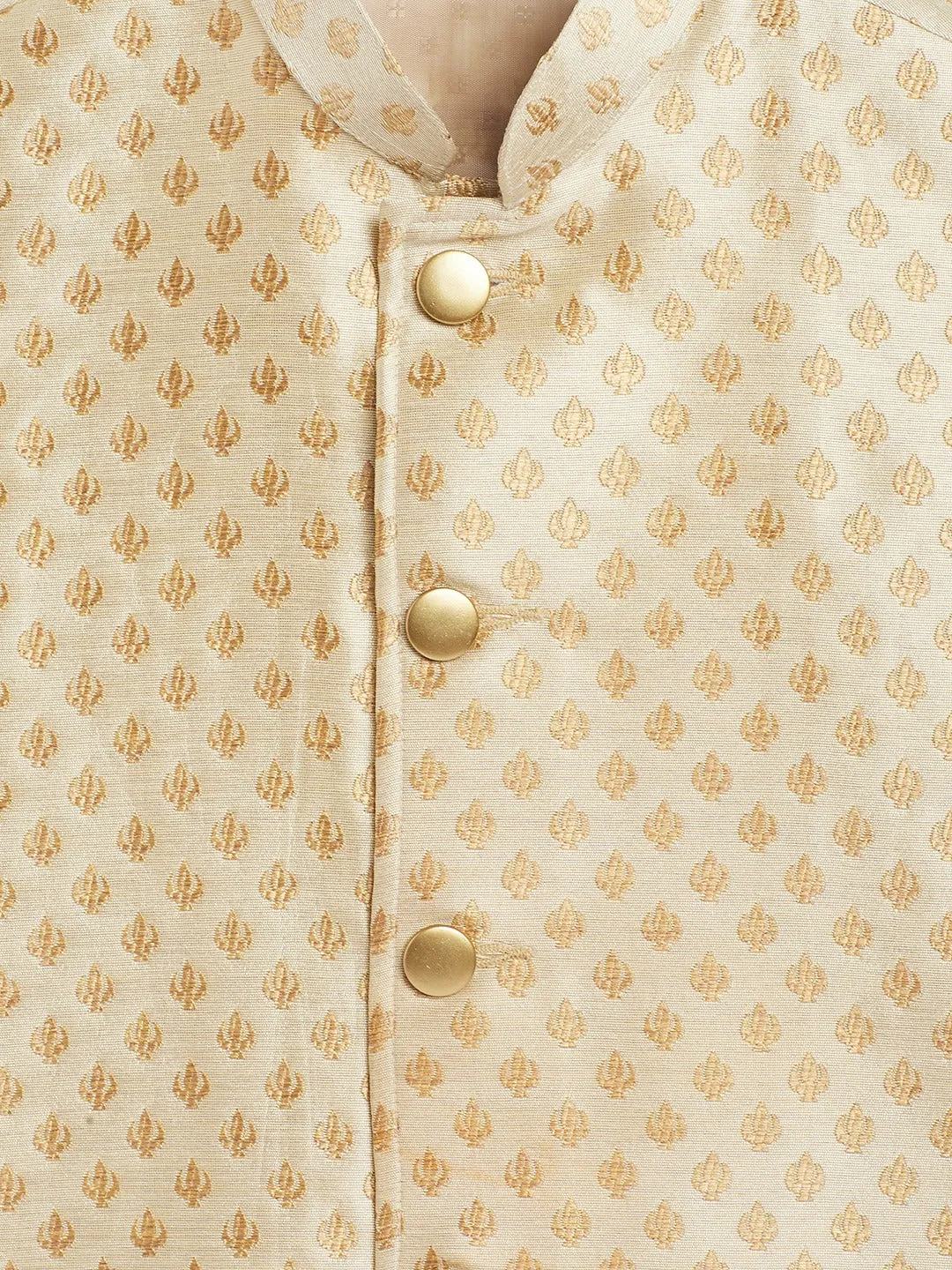 Vastramay Gold Asymmetric Brocade Nehru Jacket